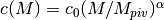 c(M) = c_{0}(M/M_{piv})^{\alpha}