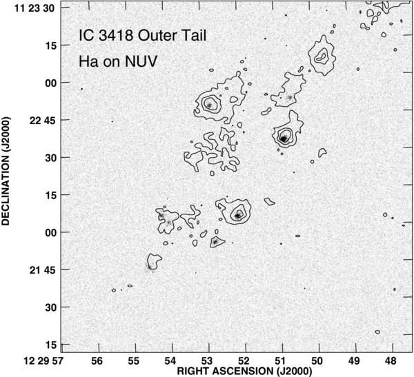 IC 3418 H-alpha and near-UV and 'fireballs'