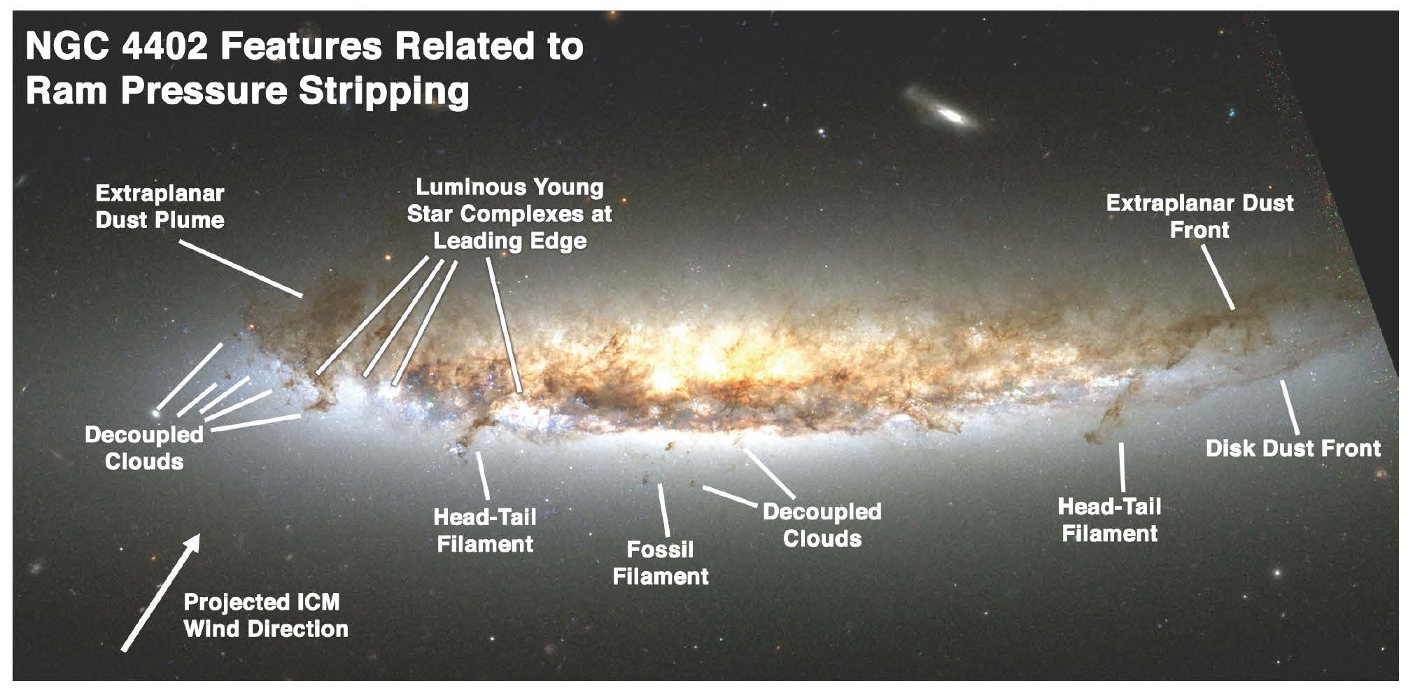 NGC 4402 HST features labelled